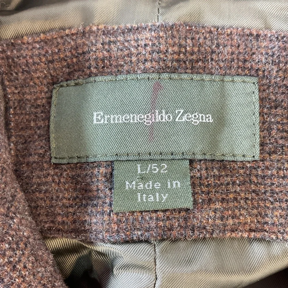 Ermenegildo Zegna Brown Tweed cashmere‎ blazer US 42 IT 52 Long Italy